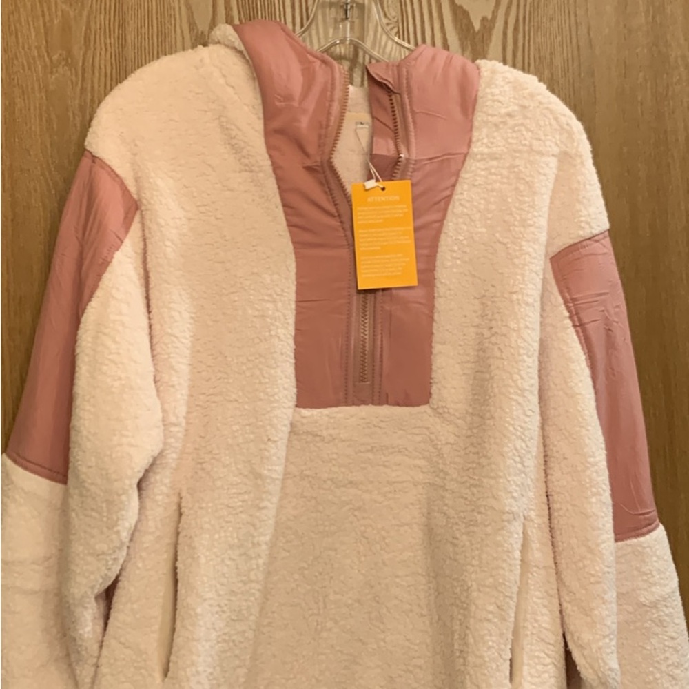 Cozy Pink and Cream Sherpa Pullover